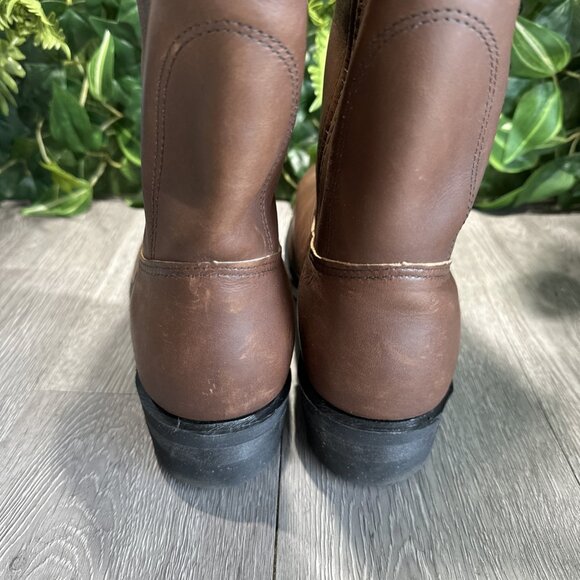 Vtg Red Wing 2214 Pecos Brown Leather Boots Steel Toe Made In USA Sz 12 E3 EUC main image 7